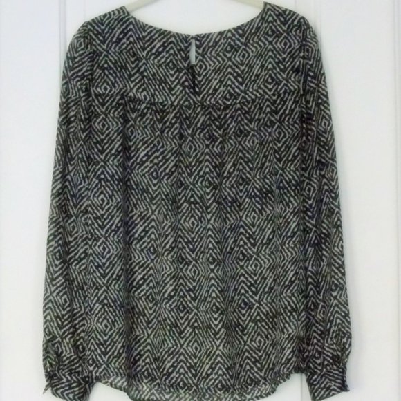 Loft Black and Beige Patterned Blouse - Picture 3 of 6